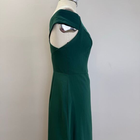 Dessy Collection Women's Green Crepe
Off the Shoulder Criss Cross Back - Picture 6 of 8